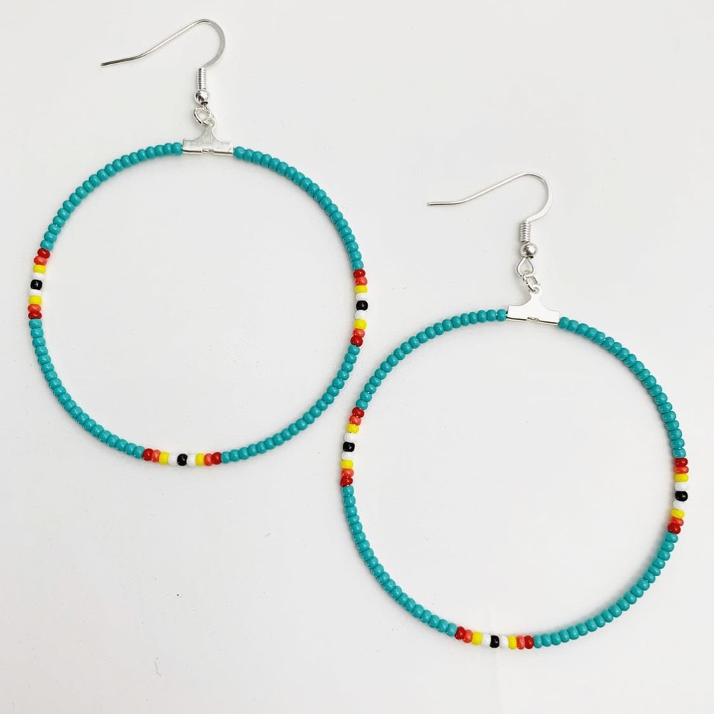 Native American Handcrafted Beaded Hoop Earrings